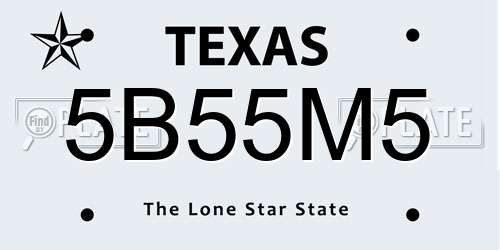5B55M5 Texas License Plate