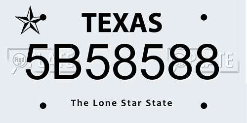 5B58588 Texas License Plate