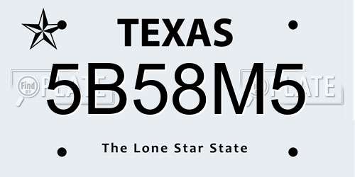 5B58M5 Texas License Plate