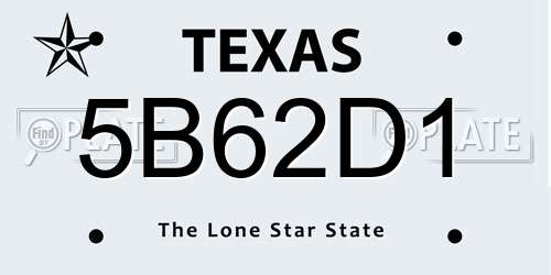 5B62D1 Texas License Plate