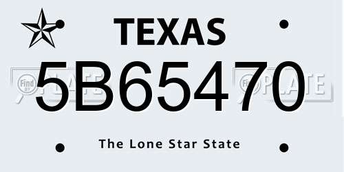 5B65470 Texas License Plate