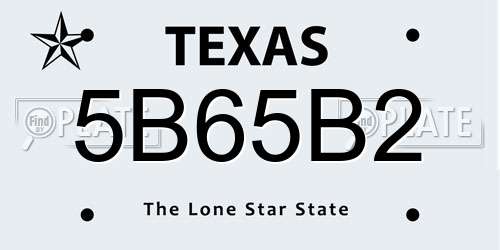 5B65B2 Texas License Plate