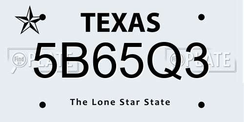 5B65Q3 Texas License Plate