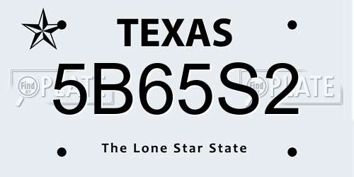 5B65S2 Texas License Plate