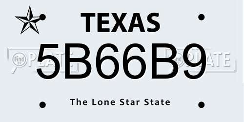 5B66B9 Texas License Plate