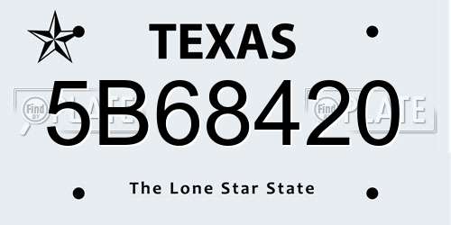 5B68420 Texas License Plate