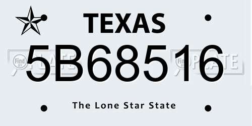 5B68516 Texas License Plate