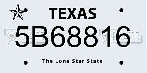 5B68816 Texas License Plate
