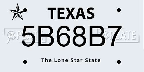 5B68B7 Texas License Plate