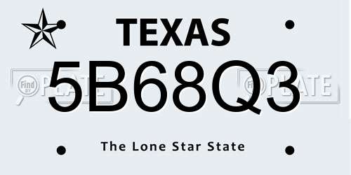 5B68Q3 Texas License Plate