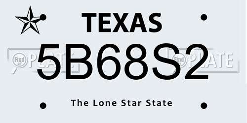 5B68S2 Texas License Plate