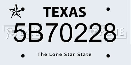 5B70228 Texas License Plate