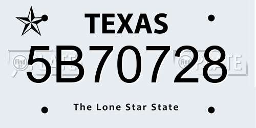 5B70728 Texas License Plate