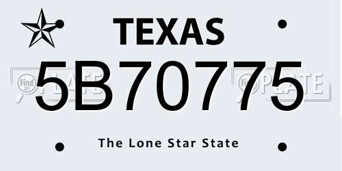5B70775 Texas License Plate