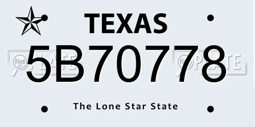 5B70778 Texas License Plate