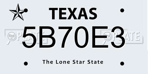 5B70E3 Texas License Plate