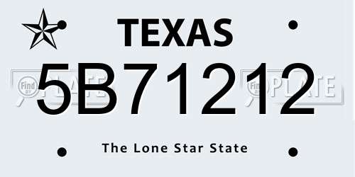5B71212 Texas License Plate