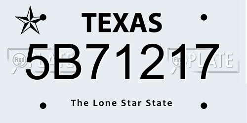 5B71217 Texas License Plate