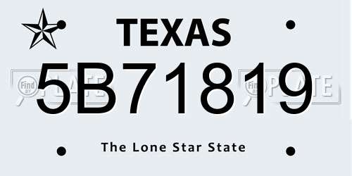 5B71819 Texas License Plate