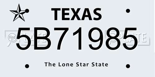 5B71985 Texas License Plate