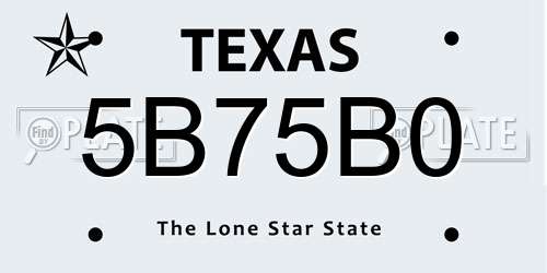 5B75B0 Texas License Plate