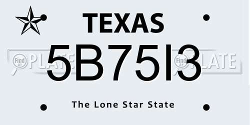 5B75I3 Texas License Plate