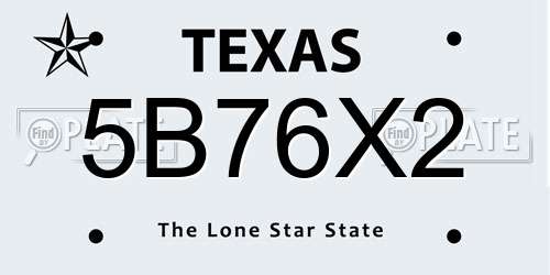 5B76X2 Texas License Plate