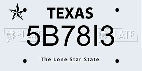 5B78I3 Texas License Plate