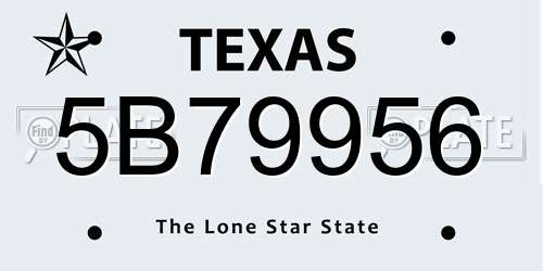 5B79956 Texas License Plate