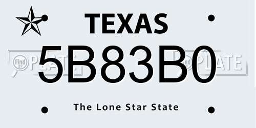 5B83B0 Texas License Plate