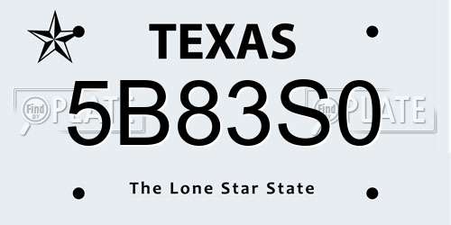 5B83S0 Texas License Plate