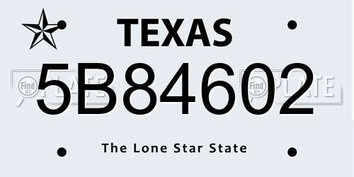5B84602 Texas License Plate
