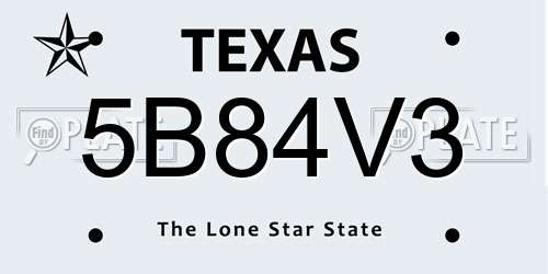 5B84V3 Texas License Plate