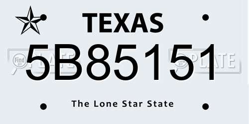5B85151 Texas License Plate