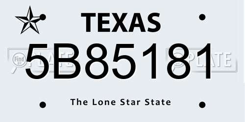 5B85181 Texas License Plate