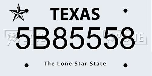 5B85558 Texas License Plate
