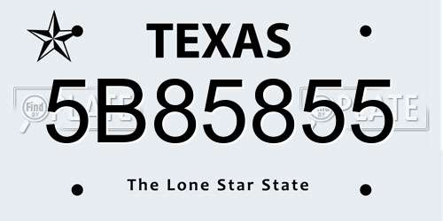 5B85855 Texas License Plate