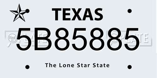 5B85885 Texas License Plate