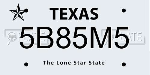 5B85M5 Texas License Plate
