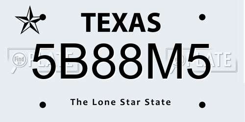 5B88M5 Texas License Plate