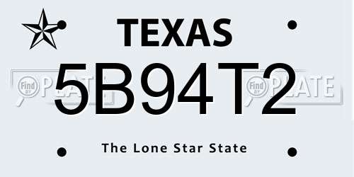 5B94T2 Texas License Plate