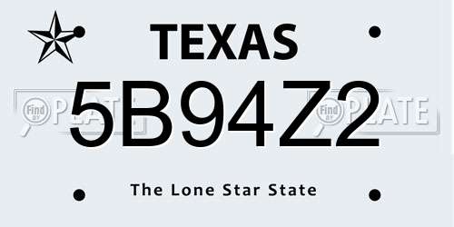5B94Z2 Texas License Plate