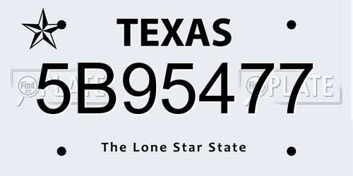 5B95477 Texas License Plate