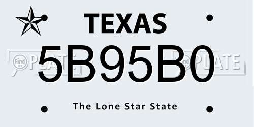 5B95B0 Texas License Plate