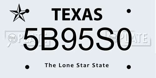 5B95S0 Texas License Plate