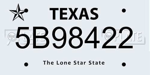 5B98422 Texas License Plate
