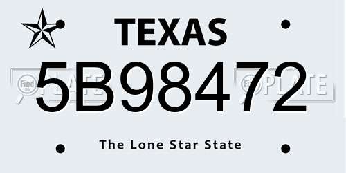 5B98472 Texas License Plate