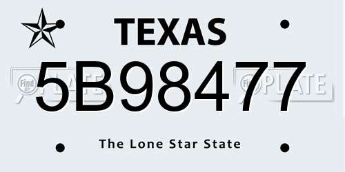 5B98477 Texas License Plate