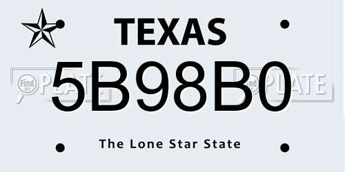 5B98B0 Texas License Plate