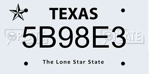 5B98E3 Texas License Plate
